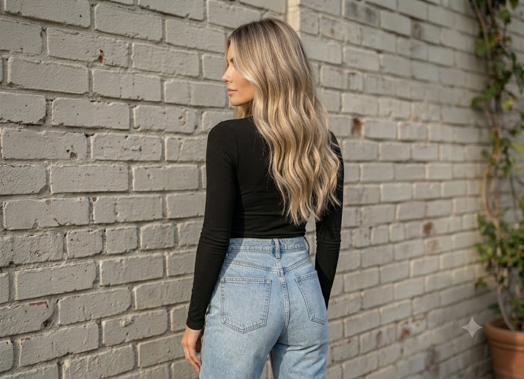 Styled hair, side profile