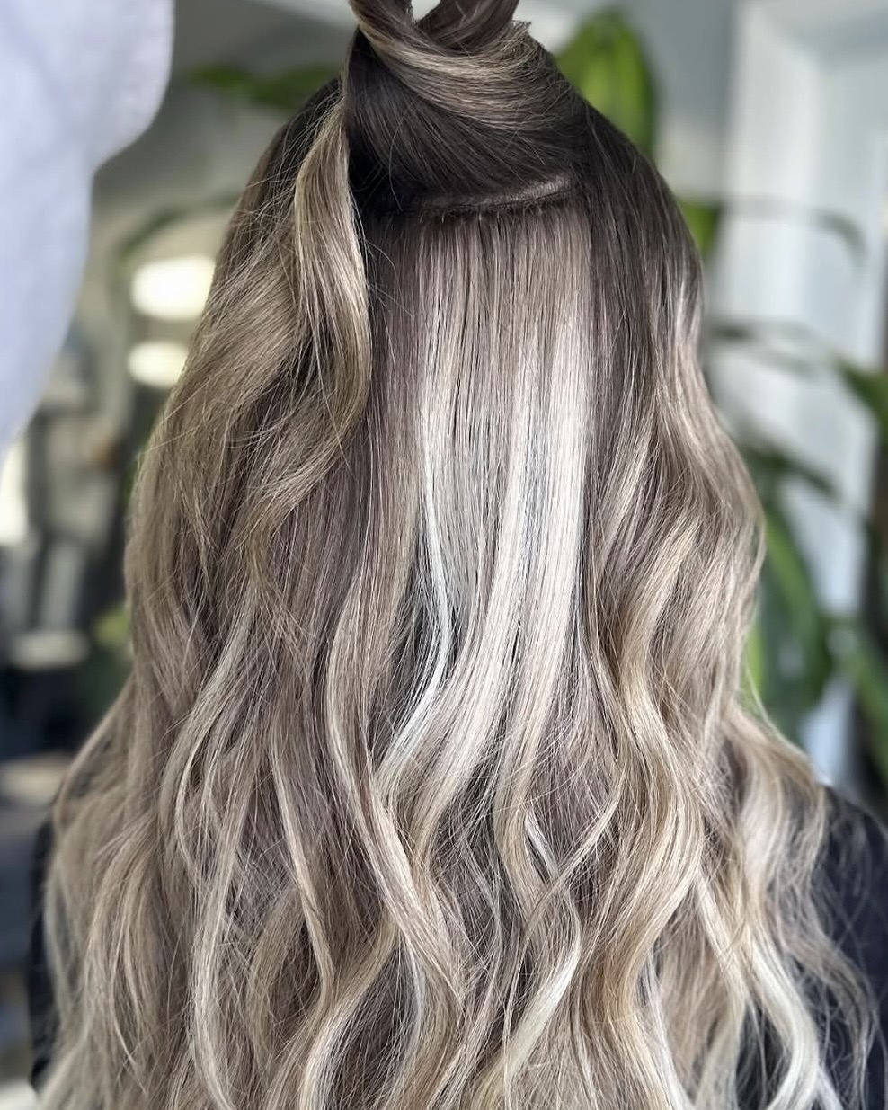 Extension and balayage detail close-up